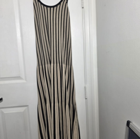 Worthington Womens Sleeveless Striped Sweater Midi Dress Black Tan Large - Picture 5 of 6